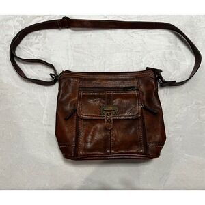 B.O.C. Brown Soft Vegan Leather Cross-body Shoulder Bag Women's